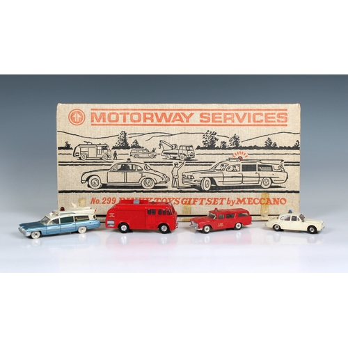 617 - A Dinky Toys boxed Motorway Services, no.299, gift set by Meccano with four vehicles comprising Ambu... 