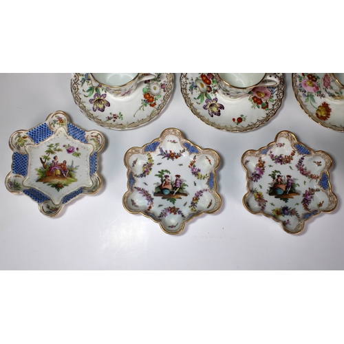 68 - Eight Adderleys Ltd bone china tea cups and saucers floral design with gilding, factory mark beneath... 