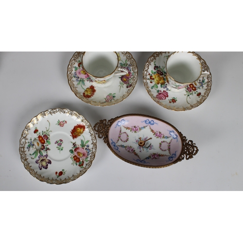 68 - Eight Adderleys Ltd bone china tea cups and saucers floral design with gilding, factory mark beneath... 