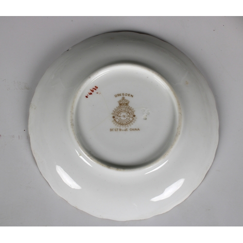 68 - Eight Adderleys Ltd bone china tea cups and saucers floral design with gilding, factory mark beneath... 