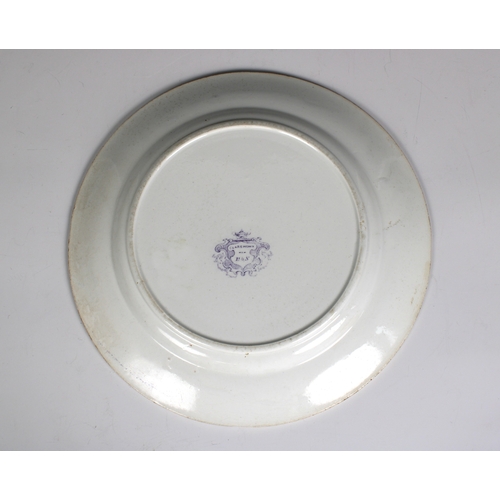 70 - Guernsey interest: A 19th century Staffordshire transfer printed plate in lilac 'Claremont' pattern ... 