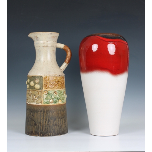 73 - Two modern West German style floor standing vases the largest standing 18in. (45.8cm.).