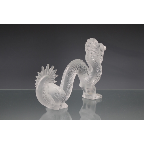 8 - A Lalique clear & frosted glass Dragon no 1213300, 2000, 11¼in. (28.7cm.) long, original sticker, et... 