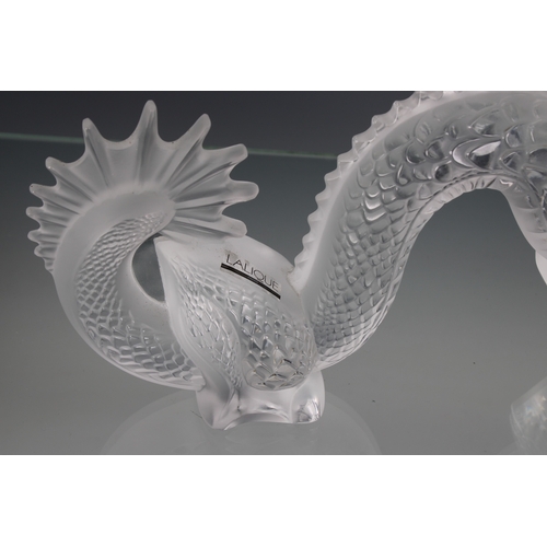 8 - A Lalique clear & frosted glass Dragon no 1213300, 2000, 11¼in. (28.7cm.) long, original sticker, et... 