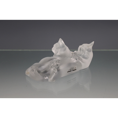 9 - A Lalique model cat group 'Happy & Heggie lying together' no 1179800 with etched signature, 1995, 6 ... 