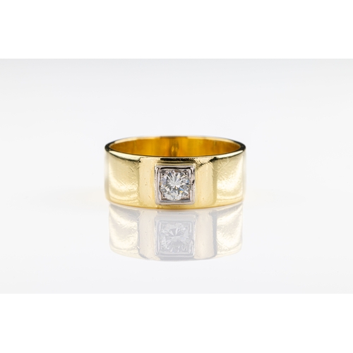 666 - An 18ct gold and diamond ring The central brilliant cut diamond in an 18ct white gold square setting... 