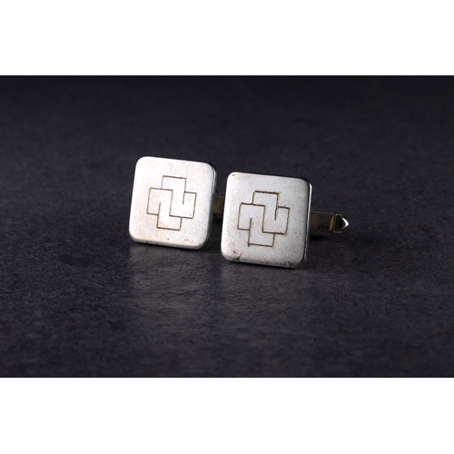 689 - A pair of silver Cuff Links exclusively handcrafted for Credit Suisse by Bruce Russell Guernsey, box... 