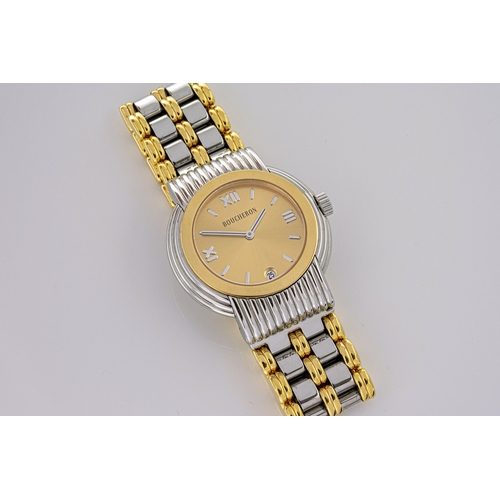 830 - A gentleman's Boucheron 'Solis' stainless steel and 18ct gold wrist watch with interesting provenanc... 