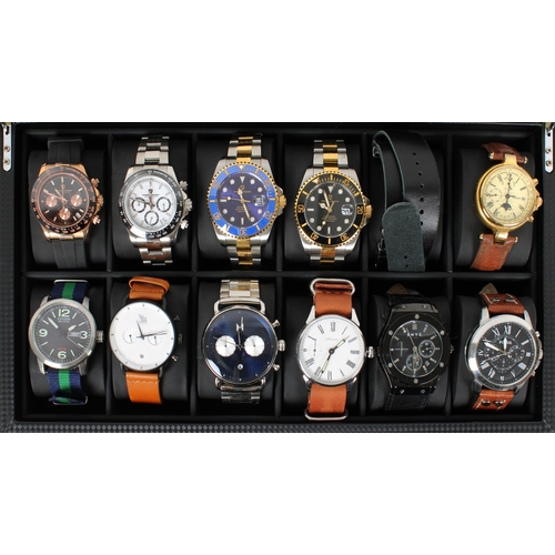 839 - A collection of Gentleman's vintage style collectors wrist watches to include four by Pagani Design,... 