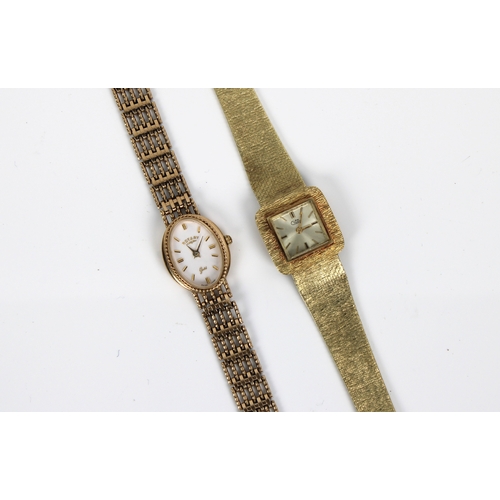 848 - A ladies 14k gold cased manual wind wristwatch by Cito. bark effect bracelet, stamped 14k 0.585, no ... 