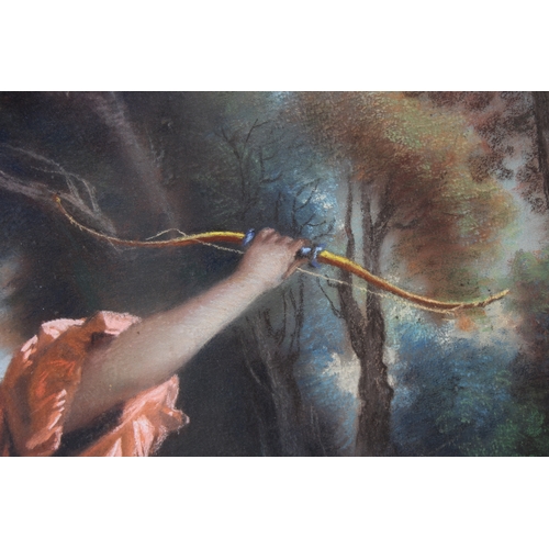 388 - French School, 19th century Goddess Diana the Huntress, pastel on paper laid on canvas, signed indis... 