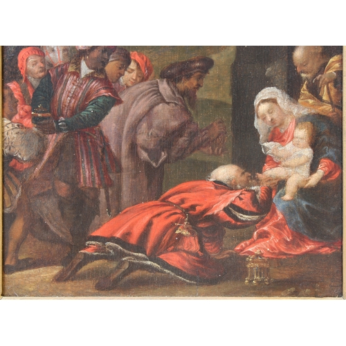 311 - After Titian (Tiziano Vecelli) (Italian, c.1485/1490  1576). Adoration of the Magi, oil on panel, i... 