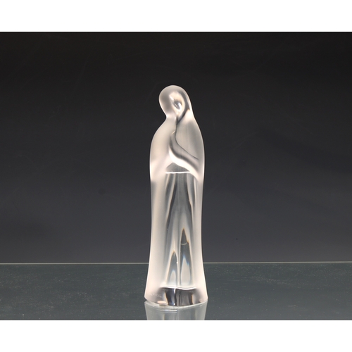 111 - A Lalique frosted glass figure of the standing Madonna praying etched mark to back, 10in. (25.4cm.) ... 