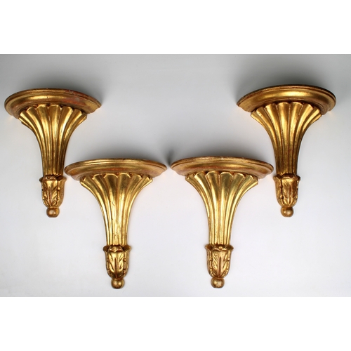 199 - Two pairs of 19th century gilt fluted wall brackets (4) *Property of the late Roderic Bullough, Vouz... 