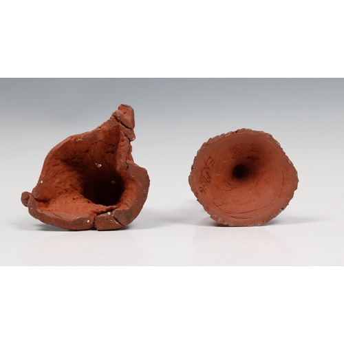 23 - Guernsey Studio pottery - Elizabeth Ann Macphail (1939-89) Two unglazed sculptures depicting potters... 