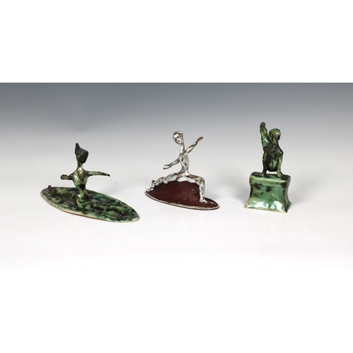 27 - Guernsey Studio pottery - Elizabeth Ann Macphail (1939-89) Three figural sculptures depicting exerci... 