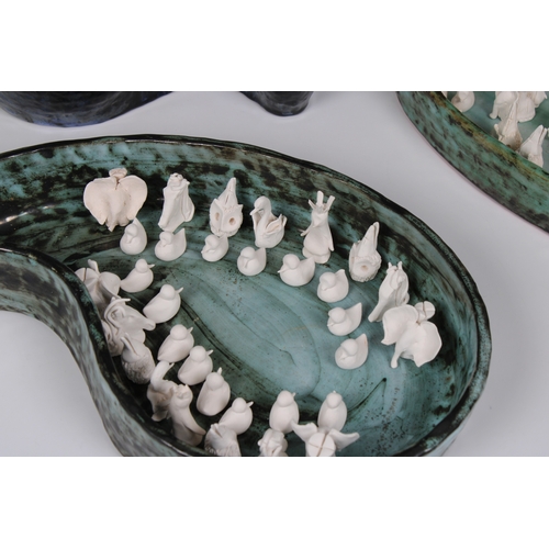 28 - Guernsey Studio pottery - Elizabeth Ann Macphail (1939-89) Four sets of unglazed miniature chess pie... 