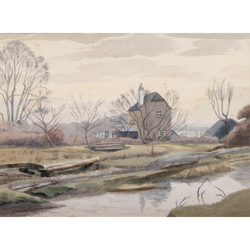 297 - Malcolm Arbuthnot RI NS (British, 1877-1967) A farmhouse watercolour, unsigned, framed 8 5/8 x 11 5/... 