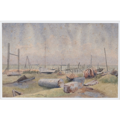 299 - Malcolm Arbuthnot RI NS (British, 1877-1967) The Boatyard watercolour on textured paper, signed lowe... 