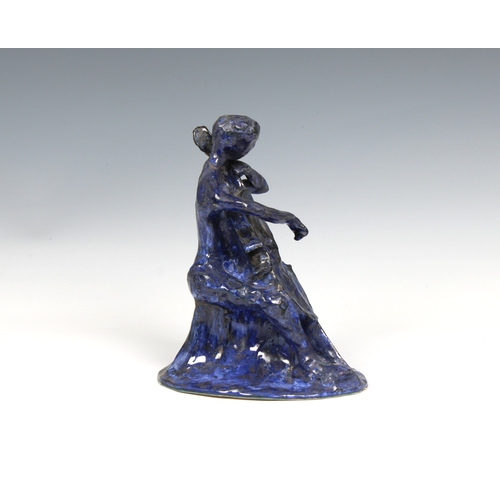 30 - Guernsey Studio pottery - Elizabeth Ann Macphail (1939-89) A cobalt blue glazed stylised cellist or ... 