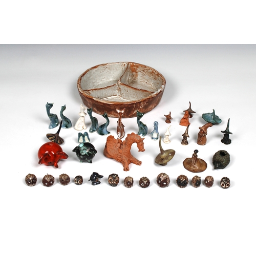 34 - Guernsey Studio pottery - Elizabeth Ann Macphail (1939-89) A large collection of miniature animals a... 