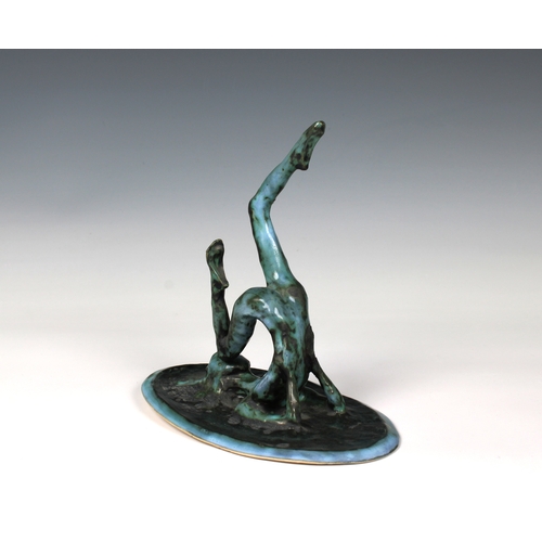 36 - Guernsey Studio pottery - Elizabeth Ann Macphail (1939-89) turquoise glazed sculpture featuring a st... 