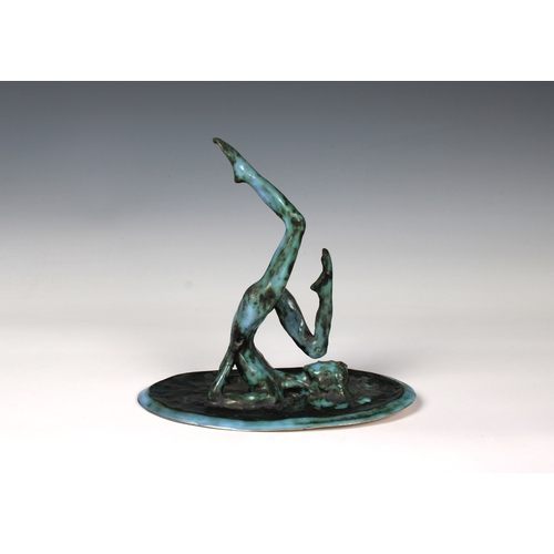 36 - Guernsey Studio pottery - Elizabeth Ann Macphail (1939-89) turquoise glazed sculpture featuring a st... 