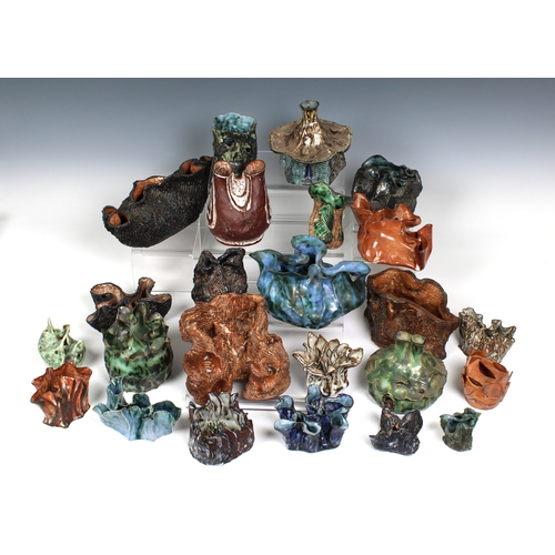 39 - Guernsey Studio pottery - Elizabeth Ann Macphail (1939-89) A collection of organic shaped pots, vase... 