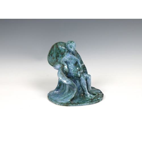 5 - Guernsey Studio pottery - Elizabeth Ann Macphail (1939-89) A turquoise glazed stylised seated figure... 