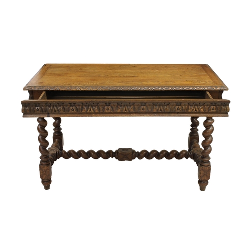 233 - Victorian Hall Table in the 17th Century Style the rectangular top over a concealed frieze drawer, o... 