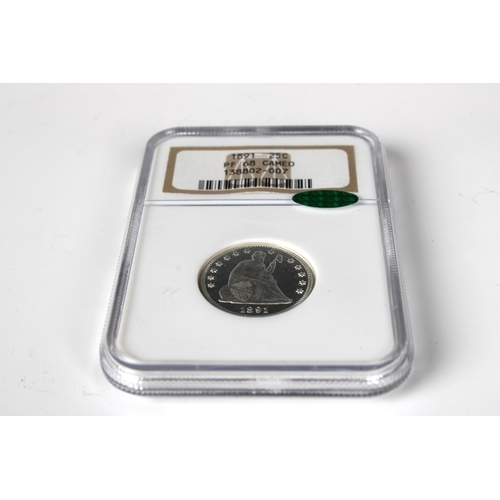 1 - An extremely rare and scarce United States of America 1891 Seated Liberty Quarter (25c) NGC Graded P... 