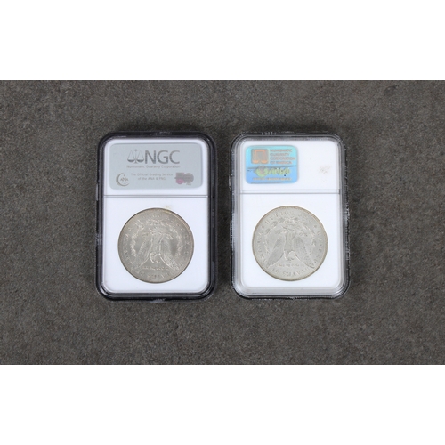 126 - Two x 1878-S Morgan Dollars - NGC graded both MS 64, certificate numbers 1842553-002 & 682154-003. (... 