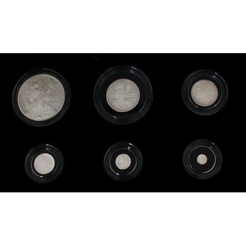 148 - A Royal Mint 2020 UK six coin silver proof Britannia set 'The Spirit of the Nation', cased with cert... 