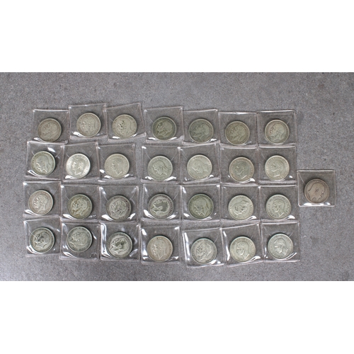 177 - A collection of twenty Nine (29) 1920-1946, silver Half Crown (Two Shillings & Sixpence) coins 50% A... 