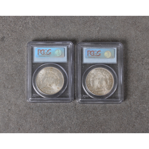 19 - Two 1878-S Morgan Dollars - PCGS graded both MS 64, certificate numbers 7082.64/11797655 & 7082.64/1... 