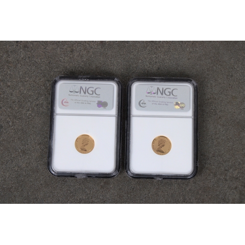 208 - Two x 1984 Isle of Man Gold Tenth Oz (1/10) Angel coin - NGC graded both PF 70 Ultra Cameo, 3083001-... 