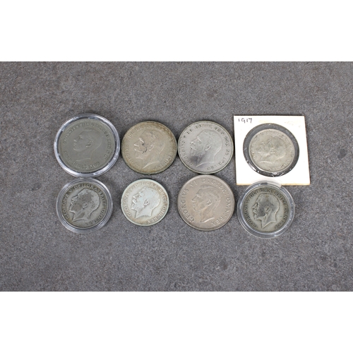 226 - A collection of silver coinage to include George V silver Half Crowns 1917 & 1918 (.925); 1920 & 192... 