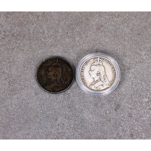 27 - Two 1890 Victorian silver Jubilee Head Crowns. (2)