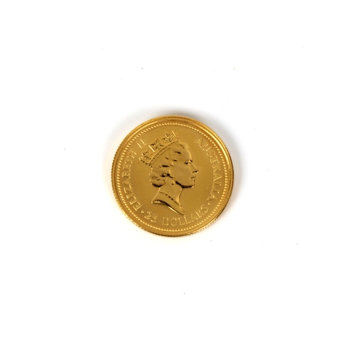 38 - The Australian Nugget 1992 ¼oz (9999) 25 Dollars Gold coin.