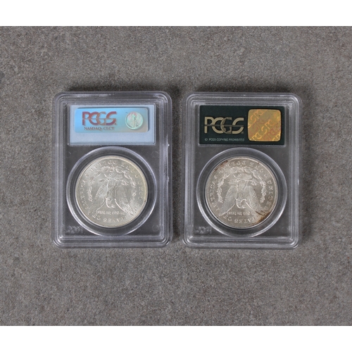 42 - Two x 1878-S Morgan Dollars - PCGS graded both MS 64, certificate numbers 7082.64/10510805 & 7082.64... 