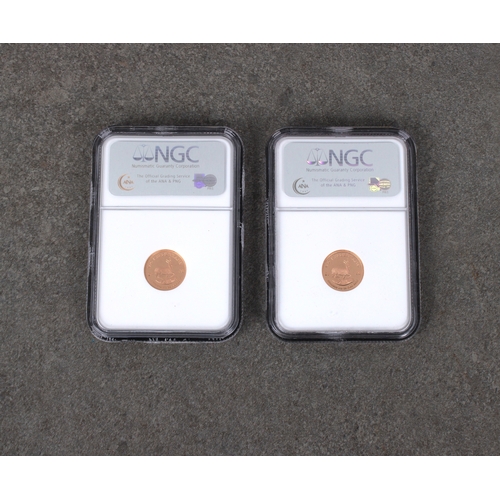 49 - Two x 2008 South Africa 1/10 Gold Krugerrand - NGC graded both PF 69 Ultra Cameo, 3202685-087 & 3202... 