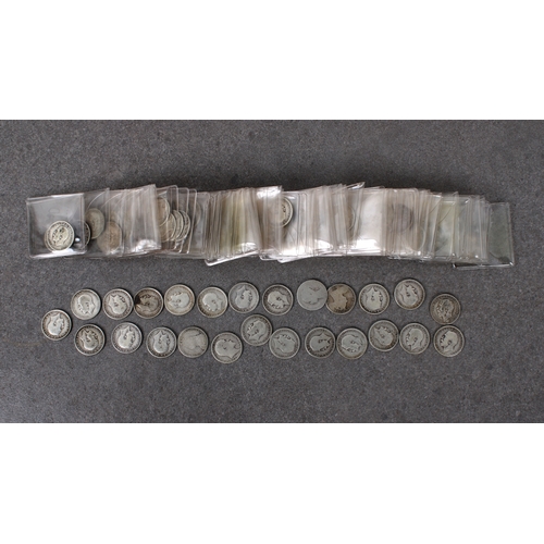 6 - A collection of Eighty Eight (88) late Victorian / early 20th century silver One Shilling coins 92.5... 