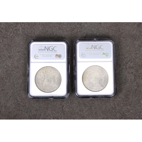 90 - Two x 1878-S Morgan Dollars - NGC graded both MS 64, certificate numbers 3117813-009 & 3247898-010. ... 