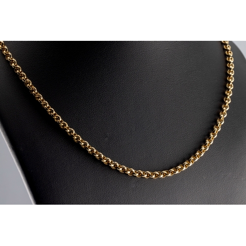 1154 - A 9ct yellow gold belcher type necklace 460mm long when open.