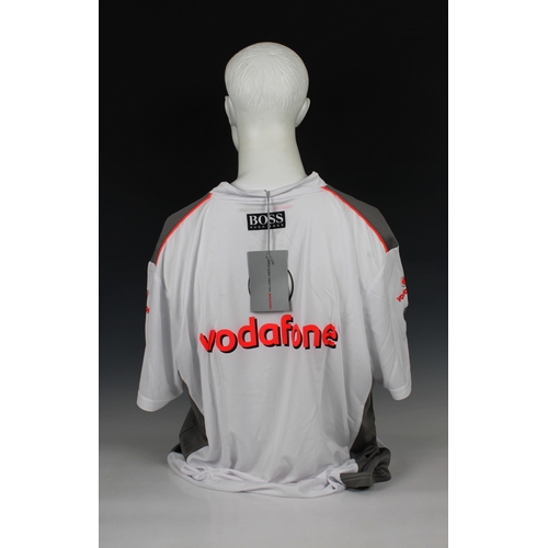 1307 - A Vodafone McLaren Mercedes F1 team X- Large size Hugo Boss male T-Shirt - Signed in black marker to... 