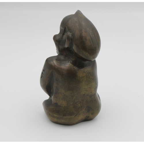 1354 - A Bronze Billiken car mascot or good luck figure c.1920, probably French, possible signature to left... 