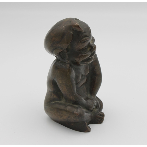 1354 - A Bronze Billiken car mascot or good luck figure c.1920, probably French, possible signature to left... 