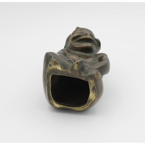 1354 - A Bronze Billiken car mascot or good luck figure c.1920, probably French, possible signature to left... 