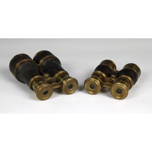 1380 - Two pairs of Antique Triple Optic Binoculars - Marine / Theatre / Field c.1900, the smaller pair sta... 