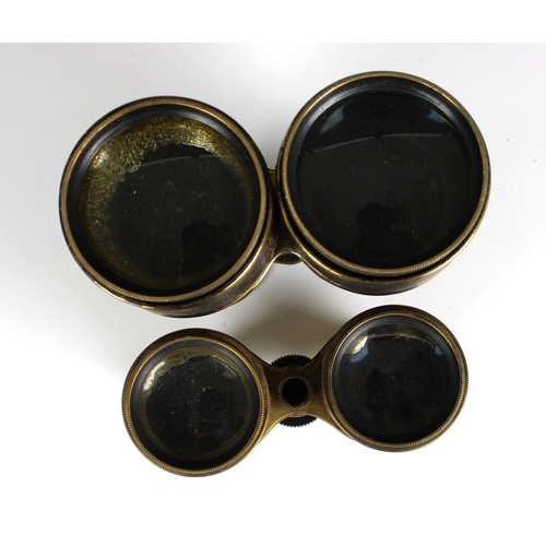 1380 - Two pairs of Antique Triple Optic Binoculars - Marine / Theatre / Field c.1900, the smaller pair sta... 